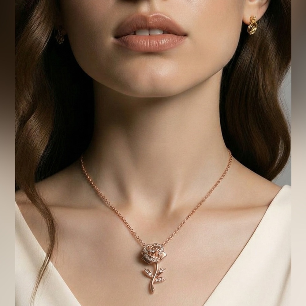 🌹DISNEY NECKLACE 🌹 STERLING SILVER OVER ROSE GOLD FINISH